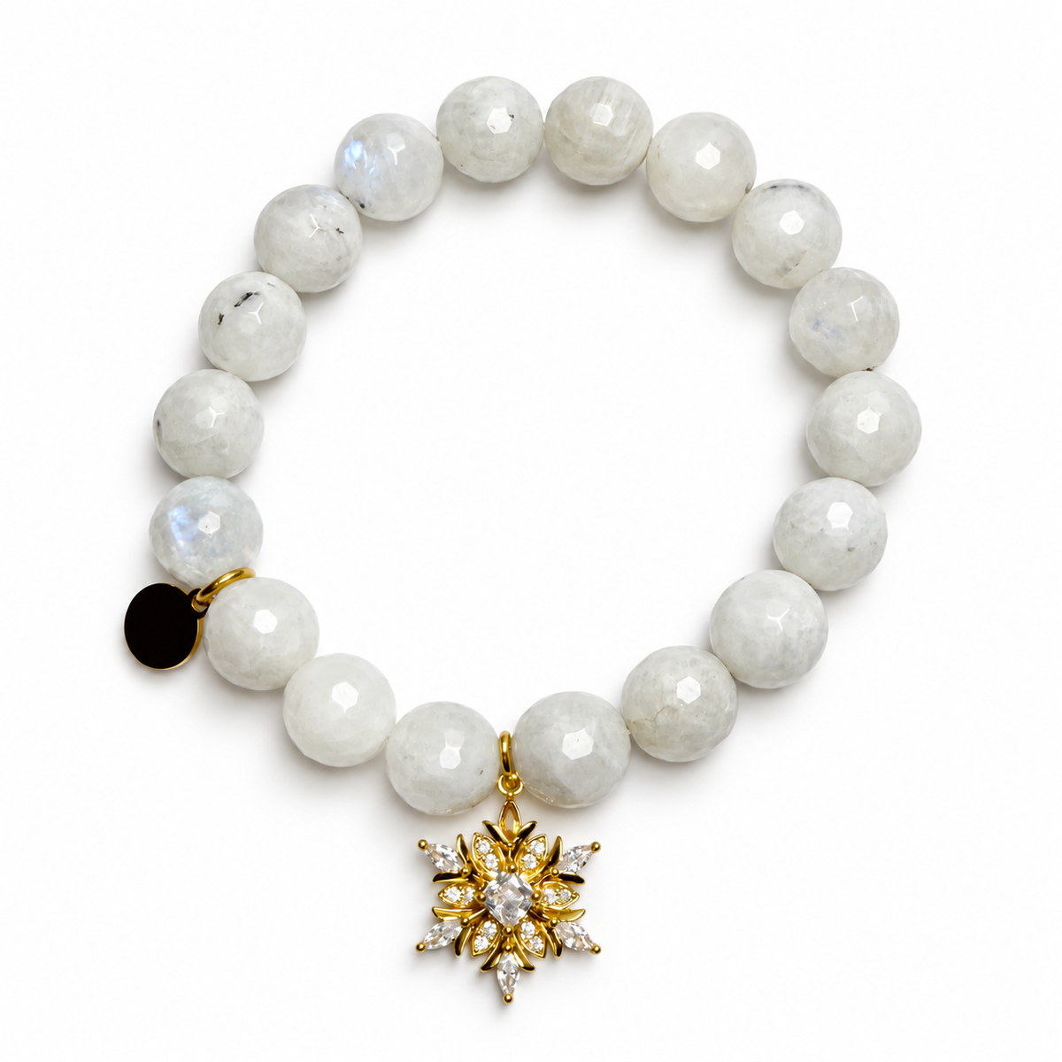 Moonstone with Gold Pavé Mini Snowflake - Oriana LaMarca Designs