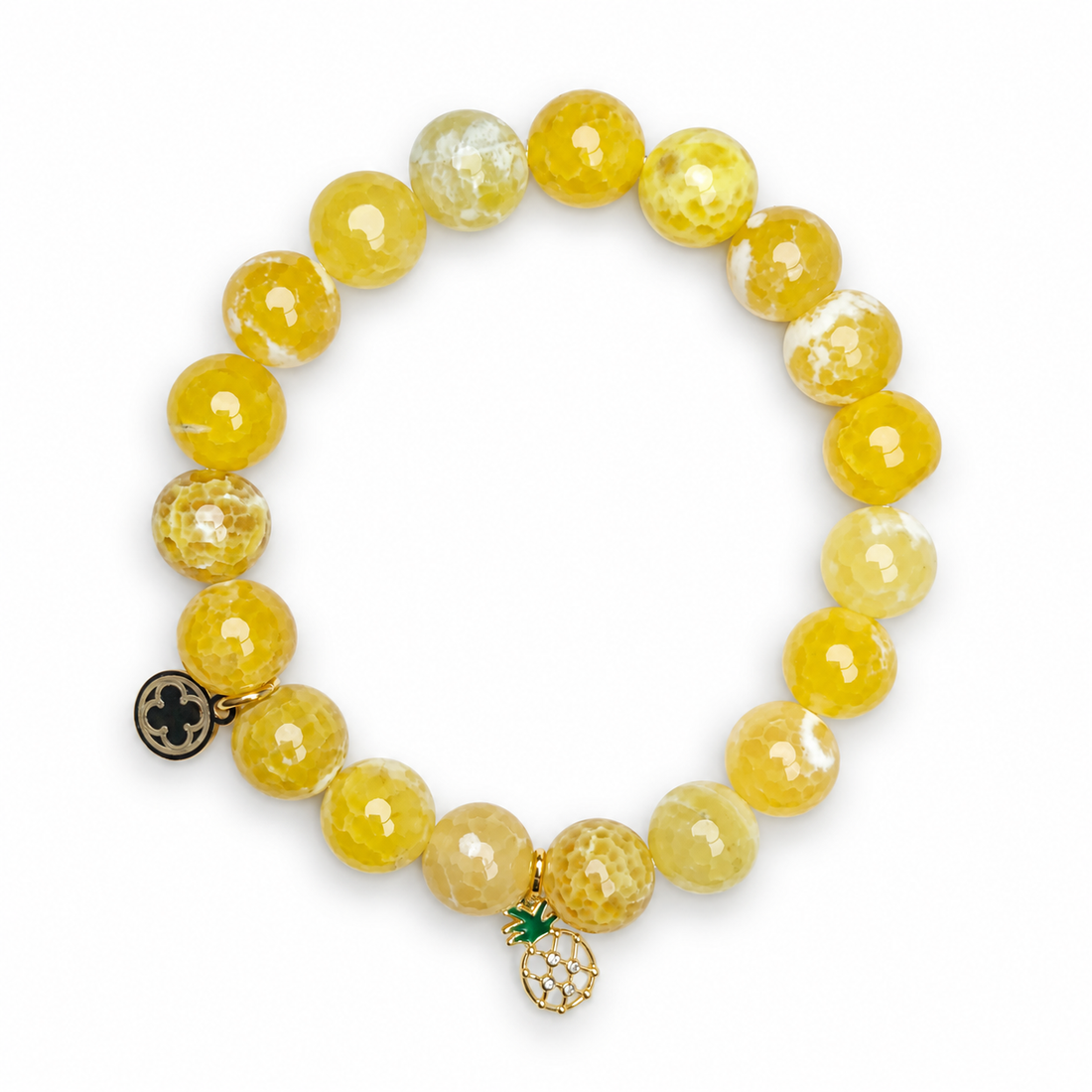 Yellow Agate with Gold Pavé Pineapple Pendant - Oriana LaMarca Designs