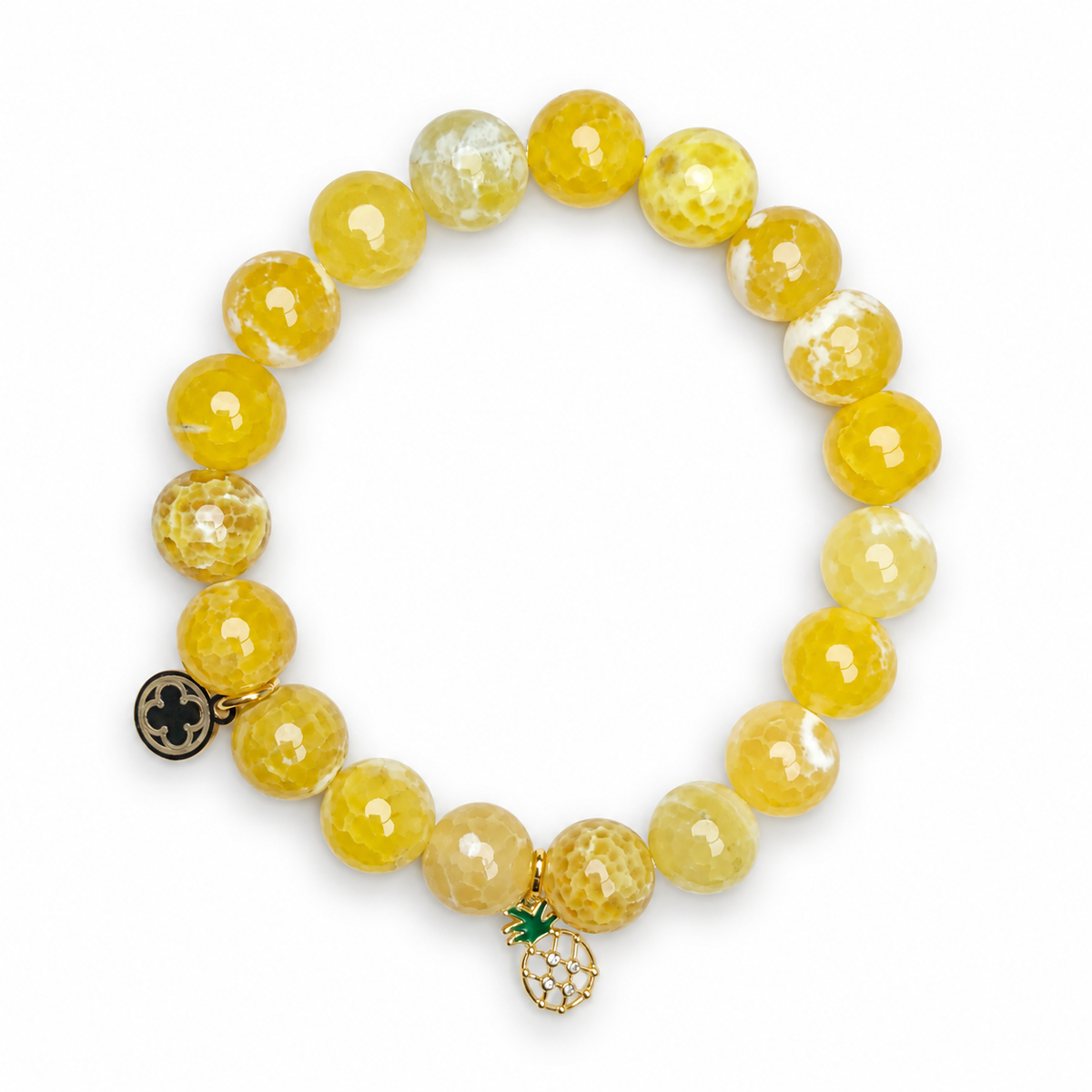 Yellow Agate with Gold Pavé Pineapple Pendant - Oriana LaMarca Designs