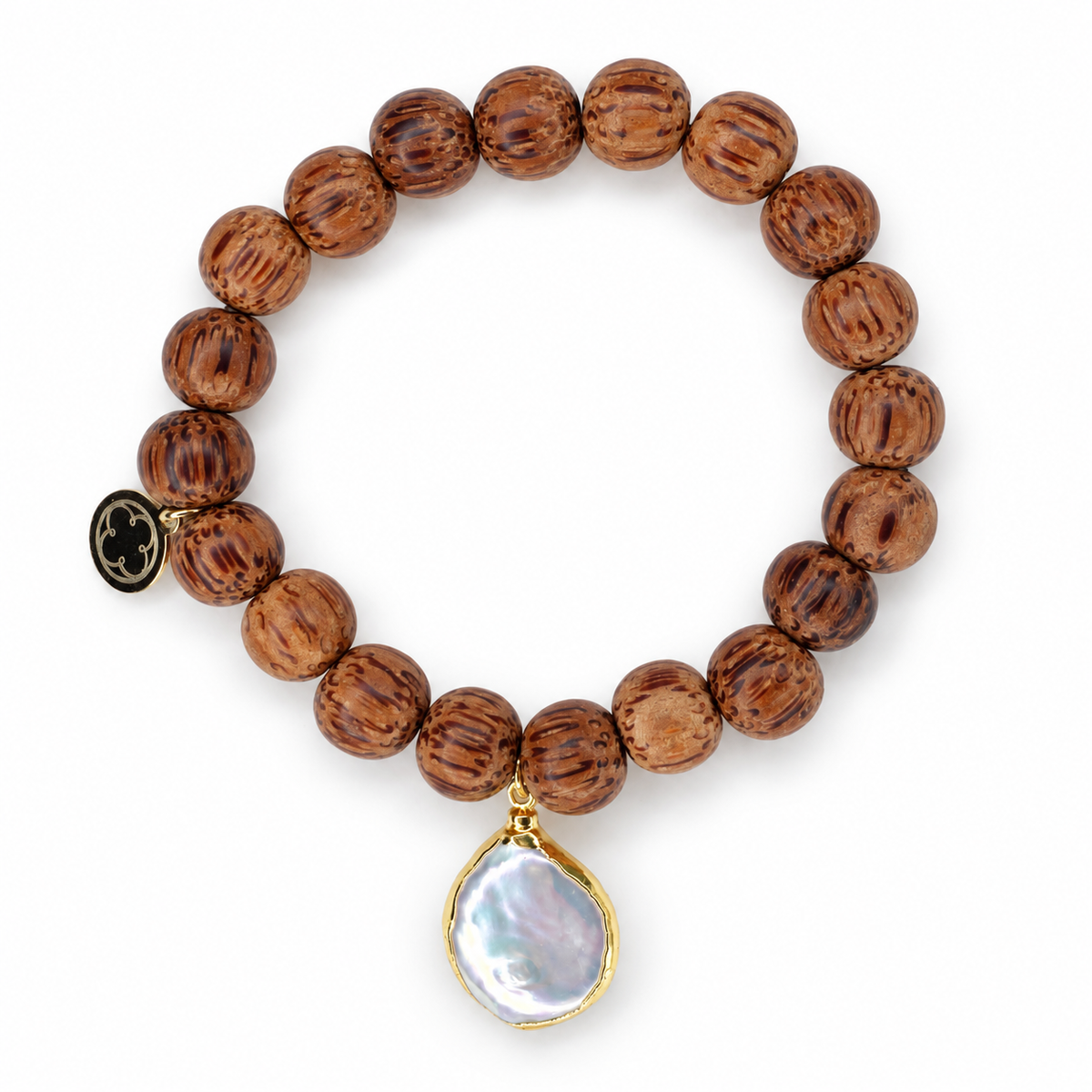 Coconut Wood with Freshwater Pearl Pendant - Oriana LaMarca Designs