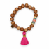 Coconut Wood with Magenta Tassel and Vinyl Beads - Oriana LaMarca Designs