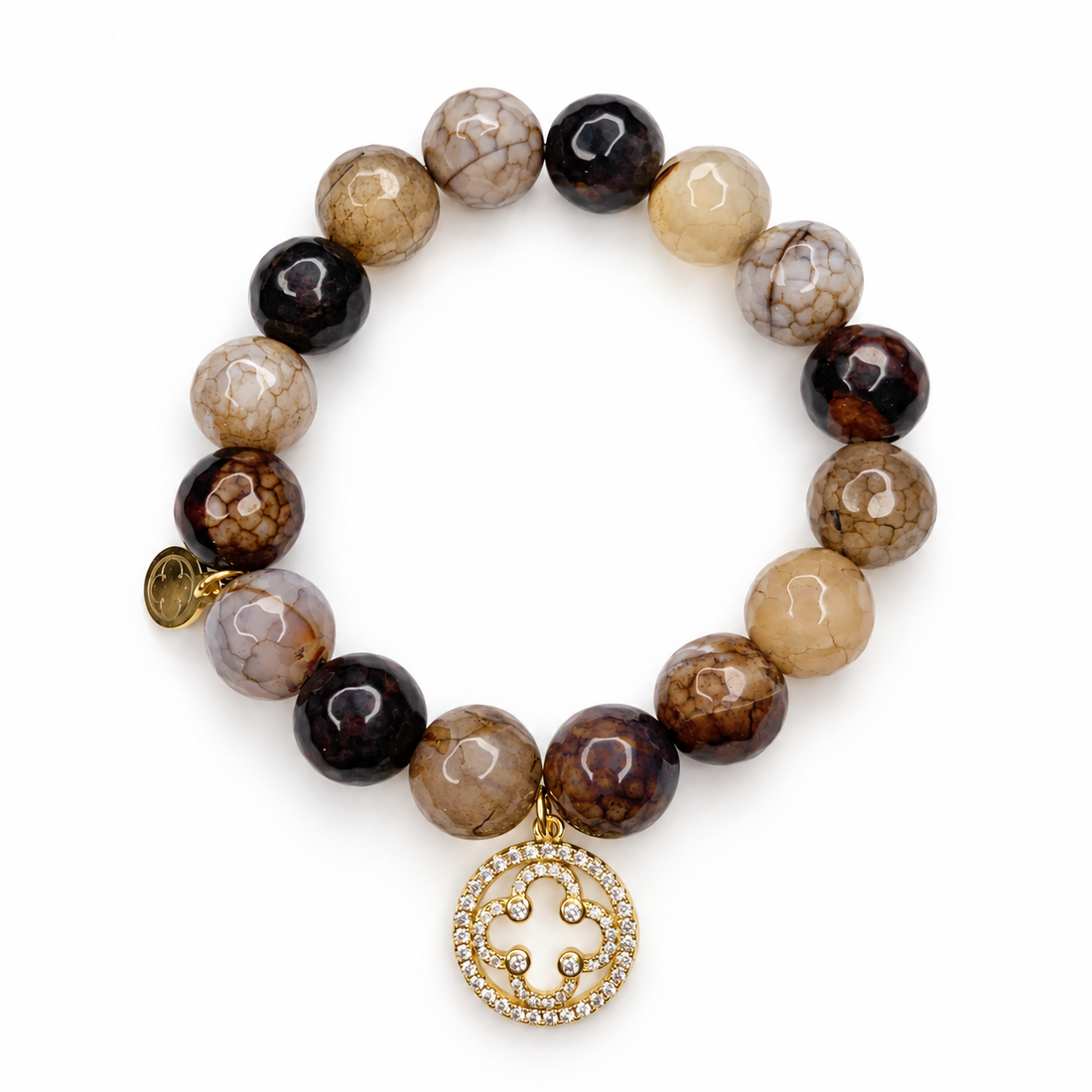 Truffle Agate with Pavé Gold Signature Logo - Oriana LaMarca Designs