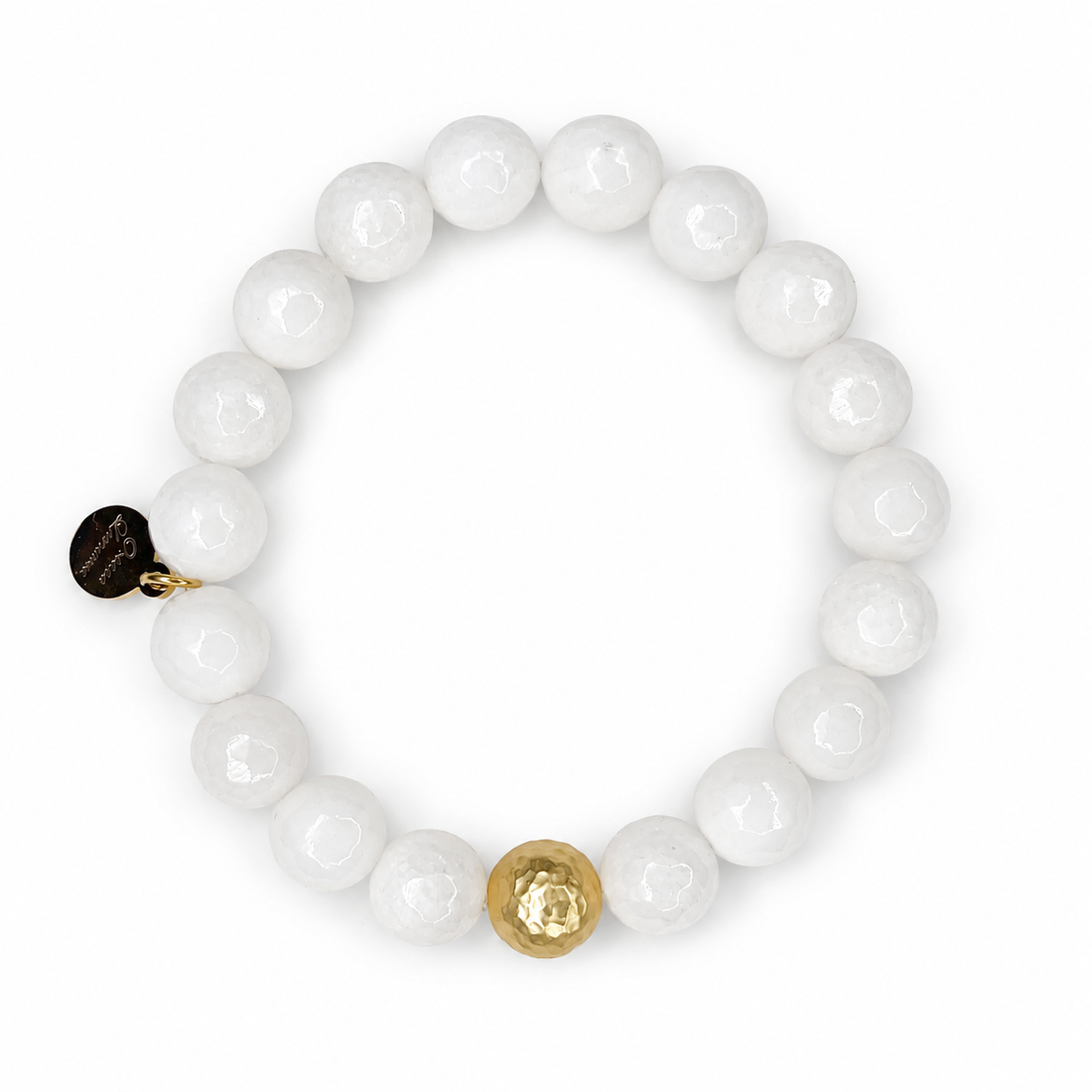 White Jade with Hammered Gold Accent - Oriana LaMarca Designs