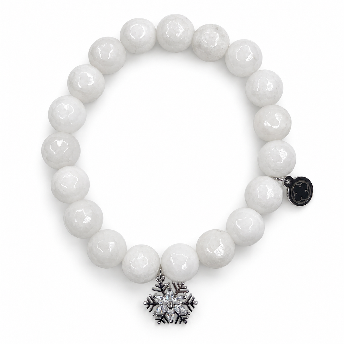 White Jade with Silver Pavé Needle Snowflake - Oriana LaMarca Designs