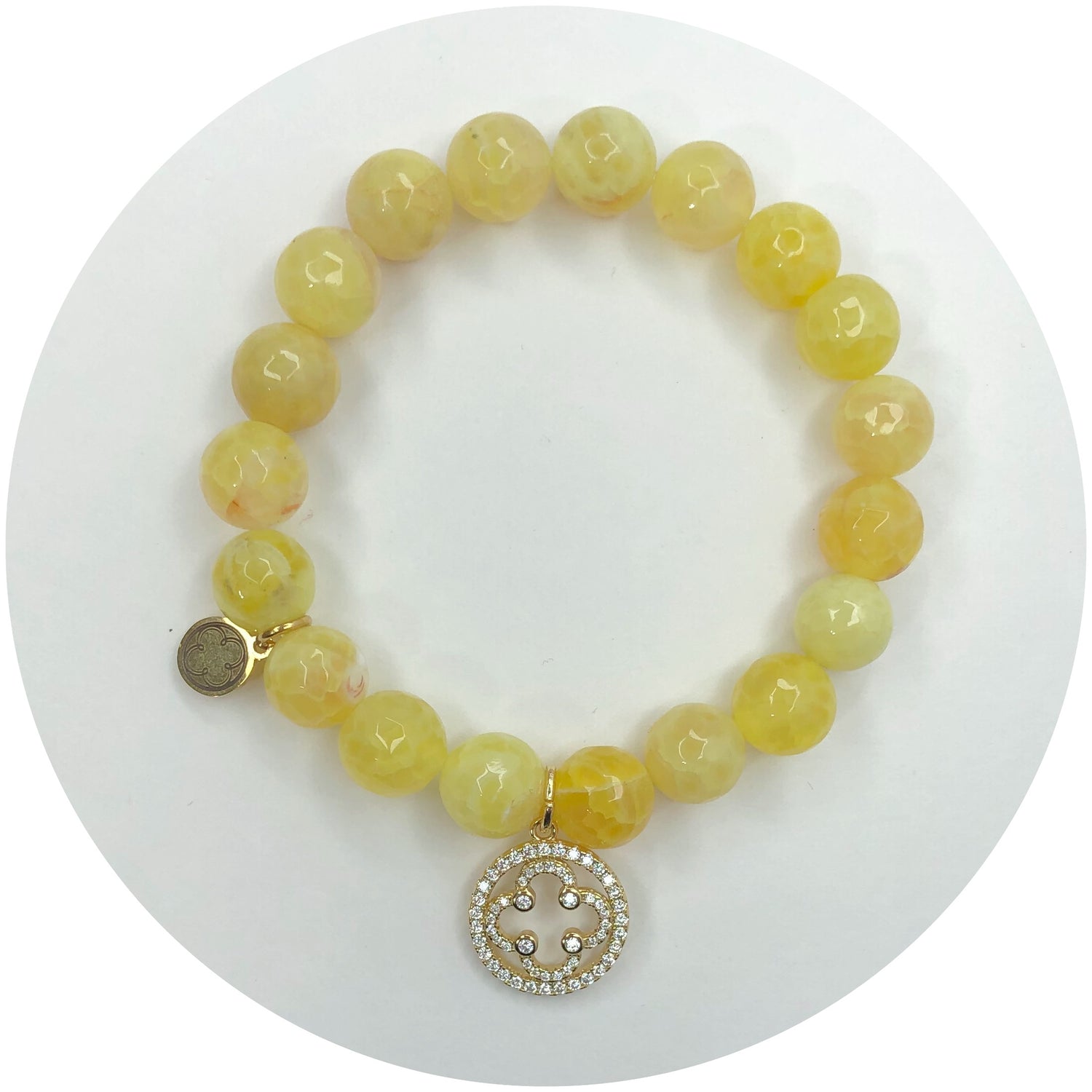 Yellow Agate with Pavé Gold Signature Logo