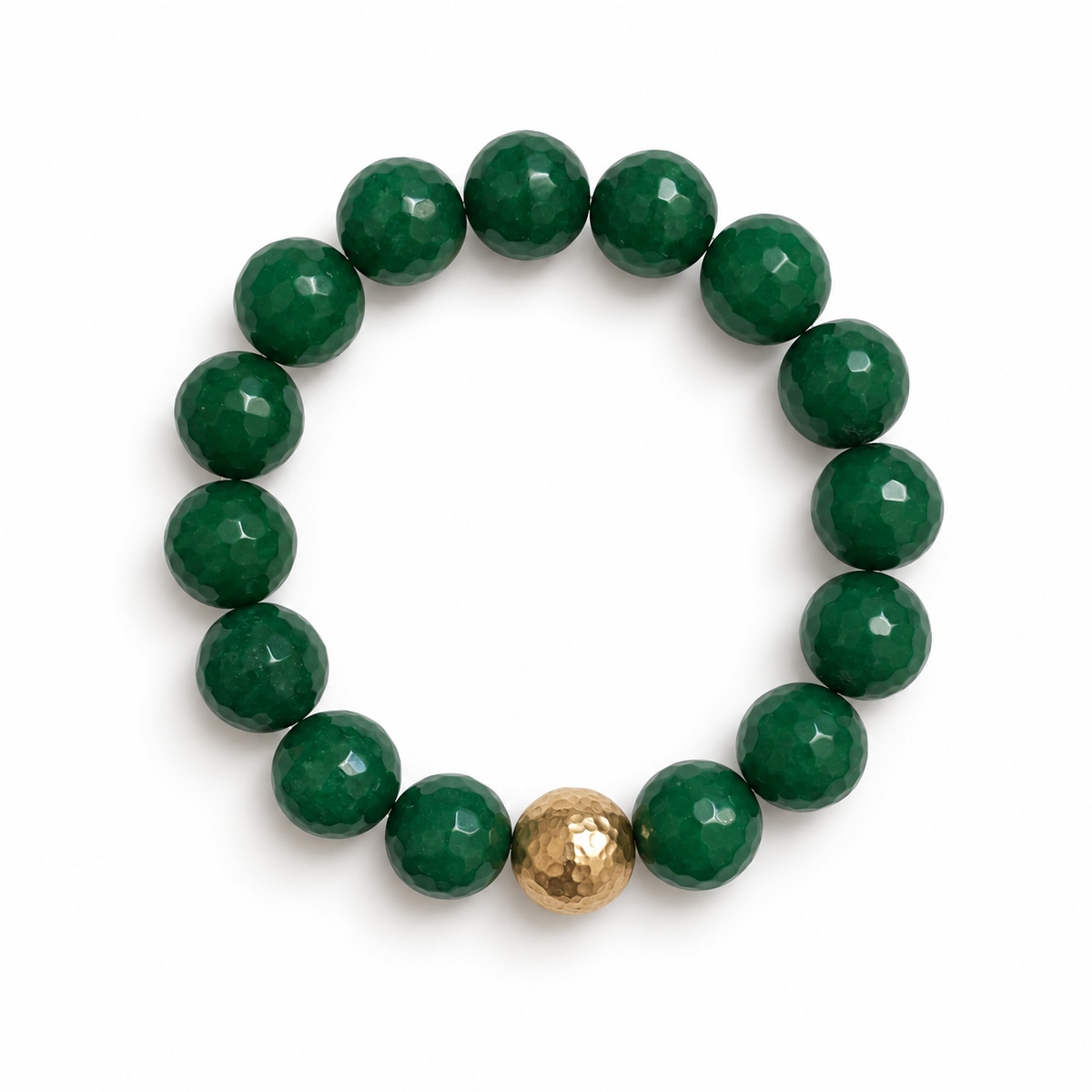 Emerald Green Jade with Hammered Gold Accent - Oriana LaMarca Designs