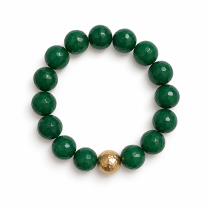 Emerald Green Jade with Hammered Gold Accent - Oriana LaMarca Designs