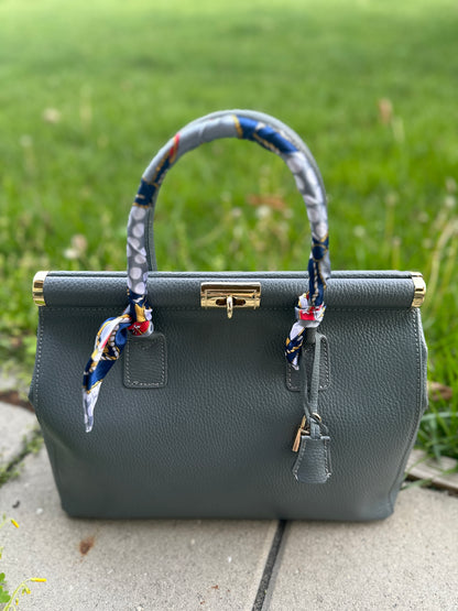 Caterina Light Grey Leather Handbag