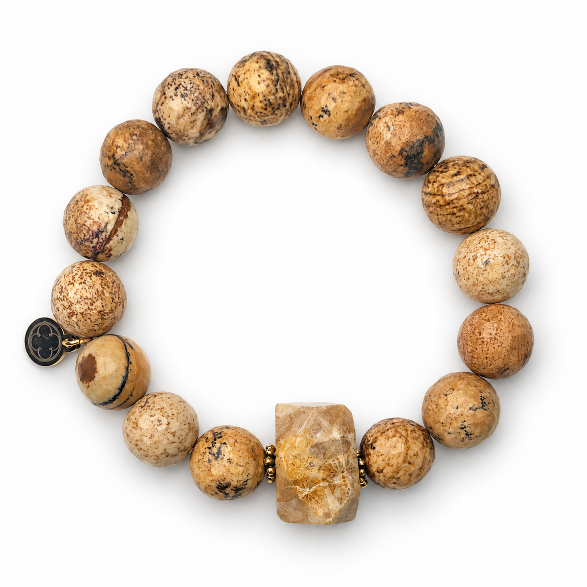 Picture Jasper with Fossil Coral Nugget Rock Candy - Oriana LaMarca Designs