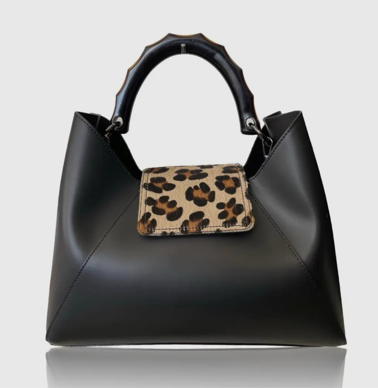 Gaia Italian Leather Leopard Handbag