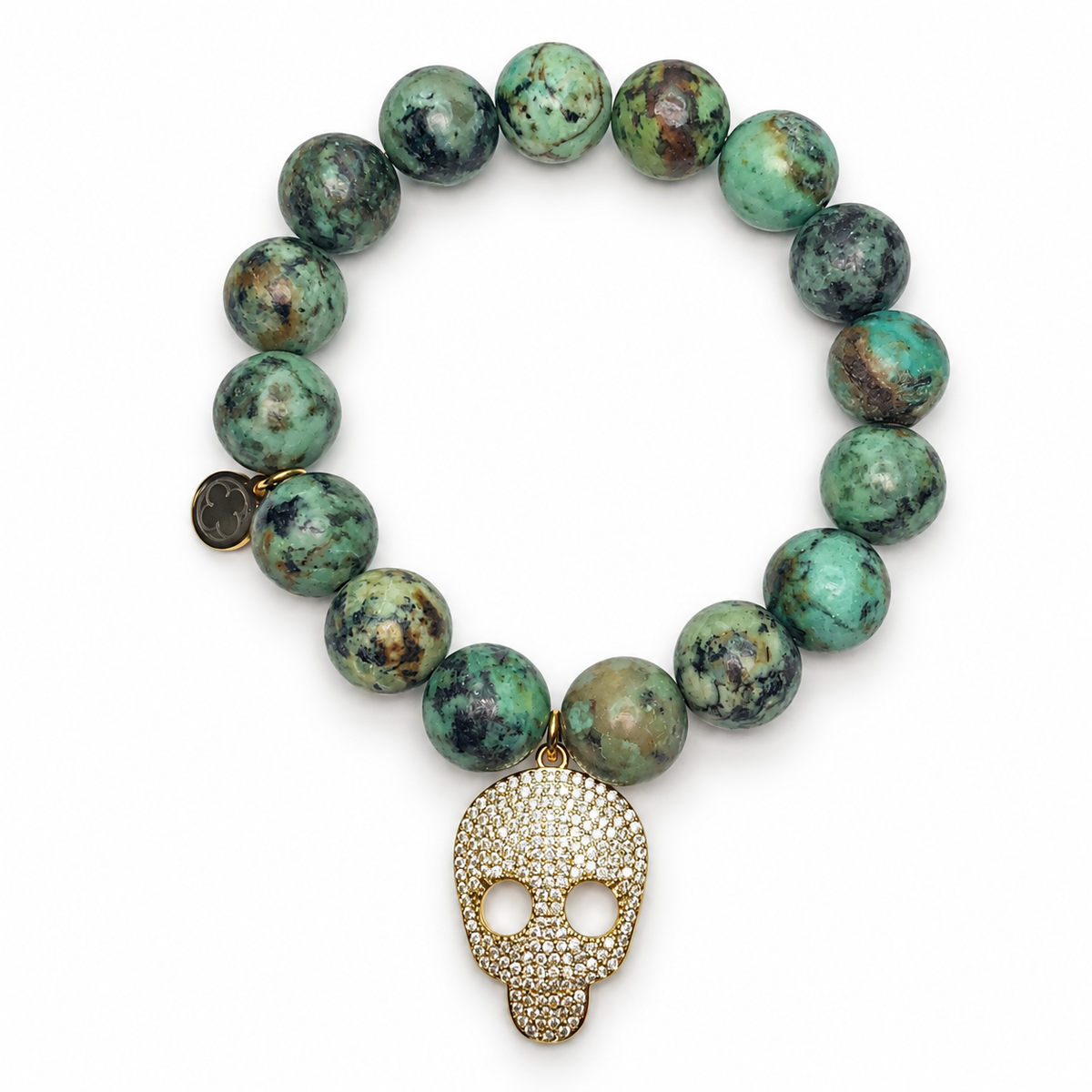 African Turquoise with Pavé Gold Skull - Oriana LaMarca Designs