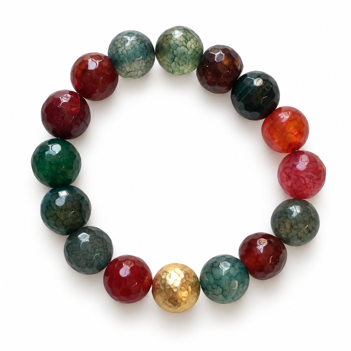 Multicolor Agate with Hammered Gold Accent - Oriana LaMarca Designs