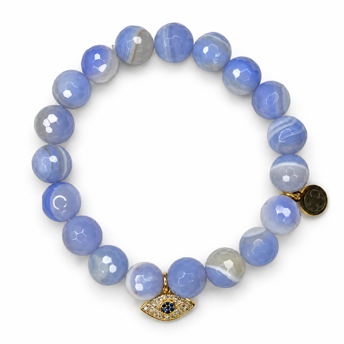 Serenity Blue Agate with Evil Eye Pavé Pendant - Oriana LaMarca Designs