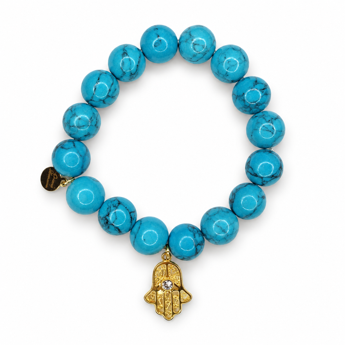 Blue Howlite with Gold Filigree Hamsa Pendant - Oriana LaMarca Designs