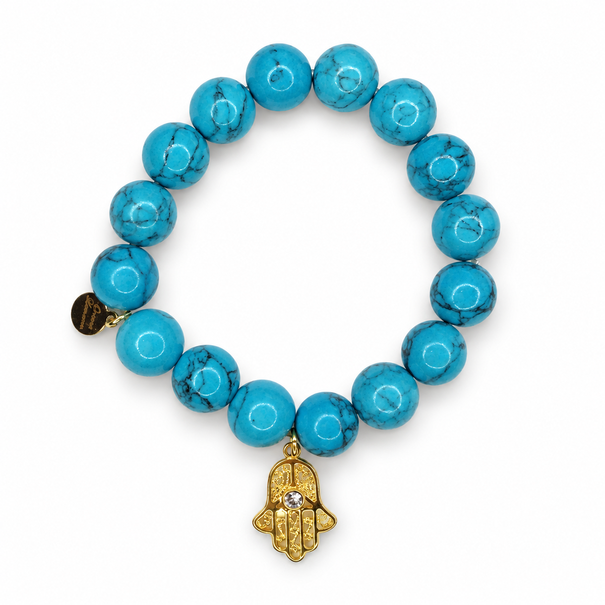 Blue Howlite with Gold Filigree Hamsa Pendant - Oriana LaMarca Designs