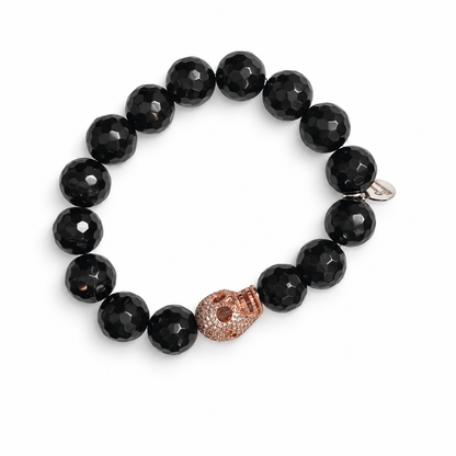 Black Onyx with Pavé Rose Gold Skull - Oriana LaMarca Designs