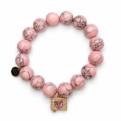 Light Pink Howlite with Pavé "Like" Pendant - Oriana LaMarca Designs