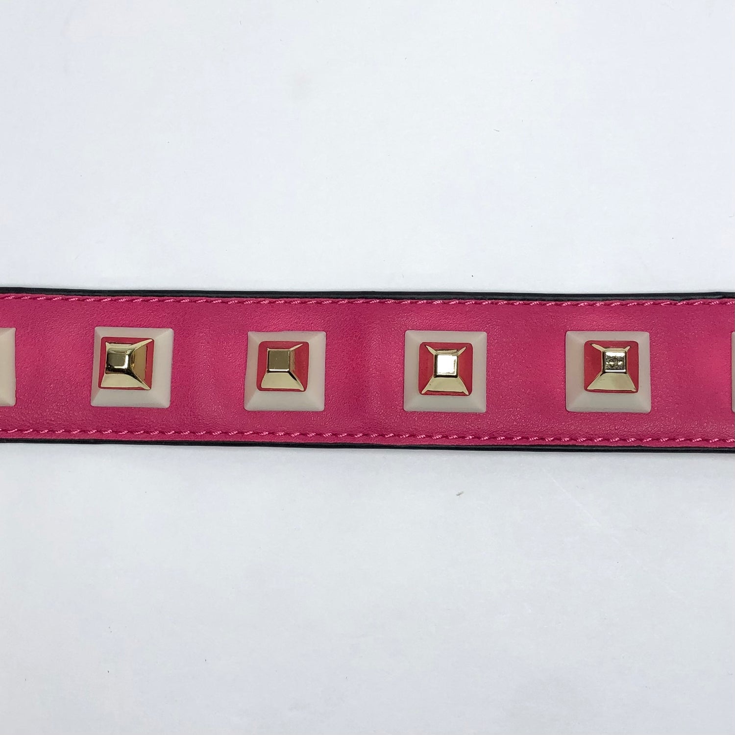 Pink Leather Studded Bag Strap