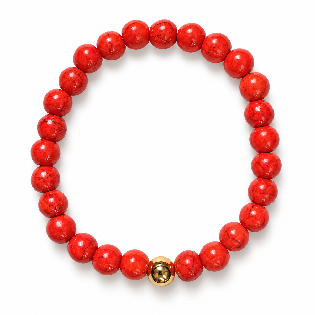 Mens Orange Howlite with Gold Accent on white studio background