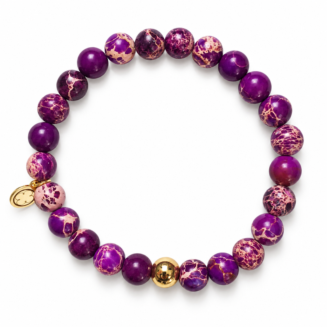 Mens Purple Jasper with Gold Accent on white studio background