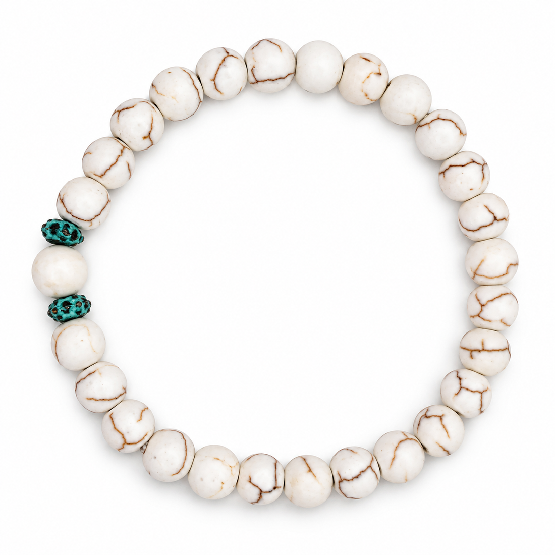 Mens White Magnesite with Verdigris Urchin Accents on white studio background