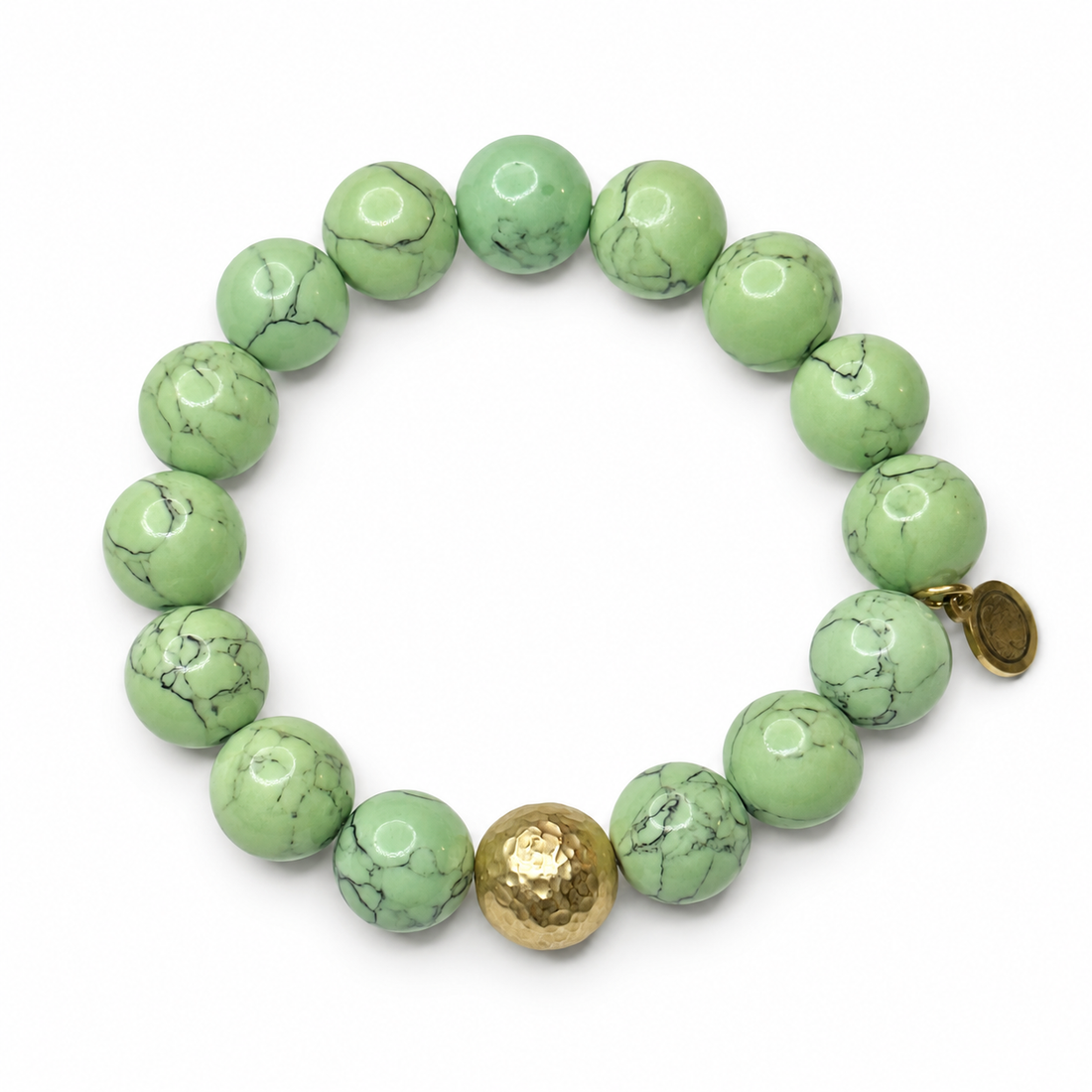 Mint Howlite with Hammered Gold Accent - Oriana LaMarca Designs