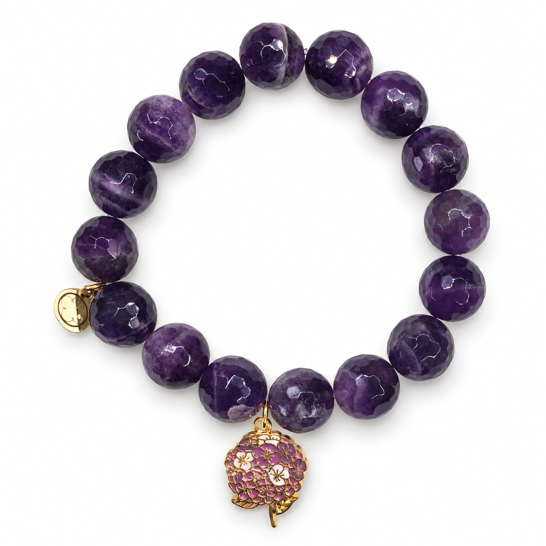 Amethyst with Enamel Hydrangea Pendant - Oriana LaMarca Designs