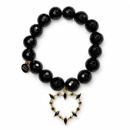 Black Onyx with Black Pavé Open Heart Pendant - Oriana LaMarca Designs