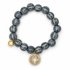 Smoke Ceramic Riccio Bead with Gold Signature Logo Pendant - Oriana LaMarca Designs