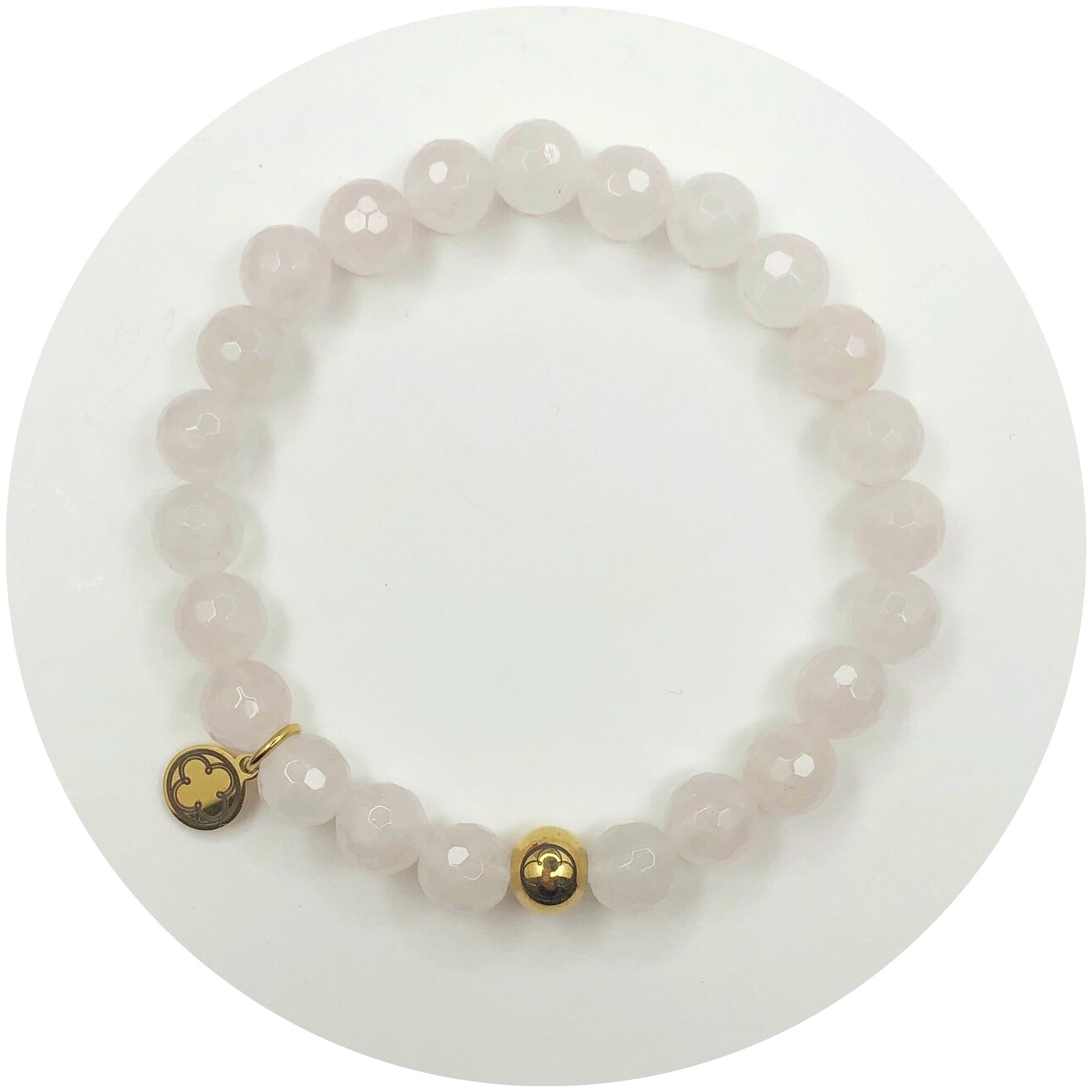 Mens Rose Quartz with Gold Accent