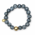 Smoke Ceramic Riccio Bead with Hammered Gold Accent - Oriana LaMarca Designs