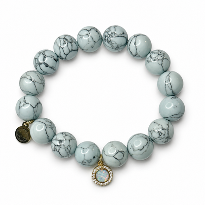 Sky Blue Howlite with with Pavé Opal Round Pendant - Oriana LaMarca Designs