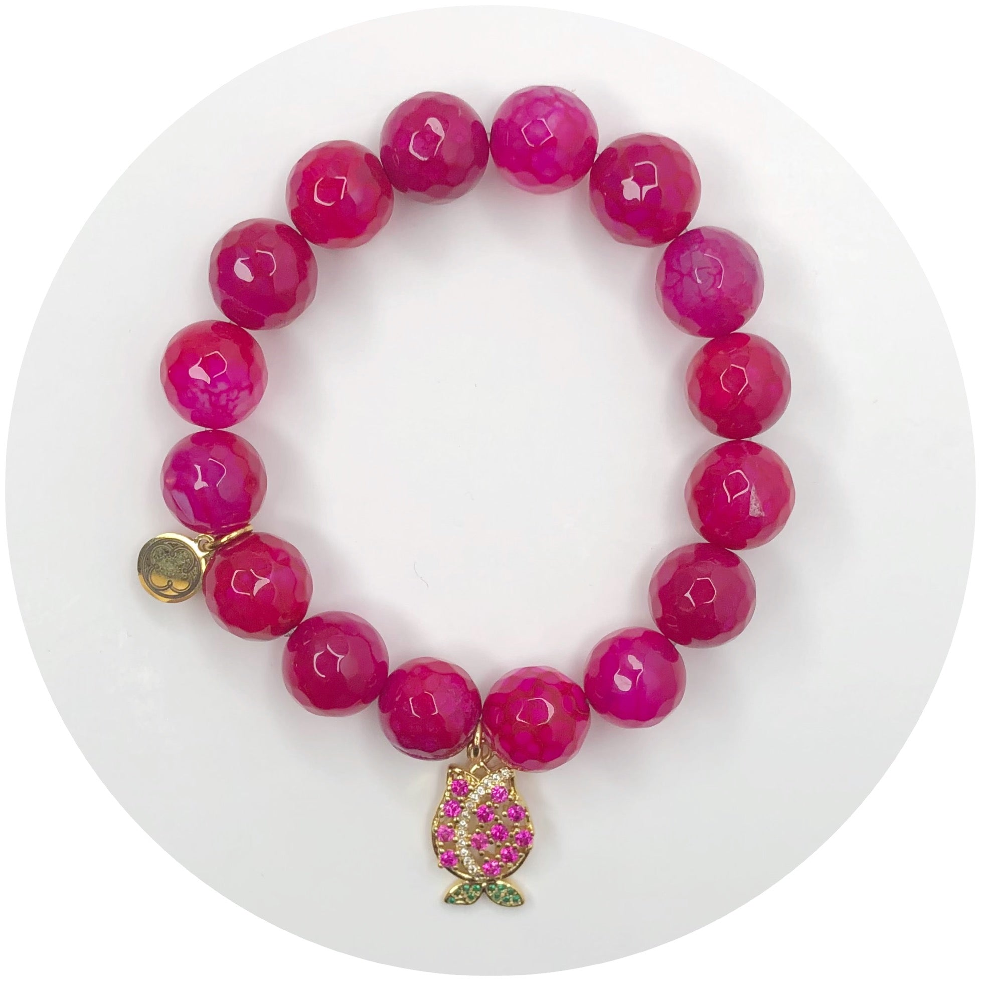 Magenta Jade with Pavé Tulip Pendant