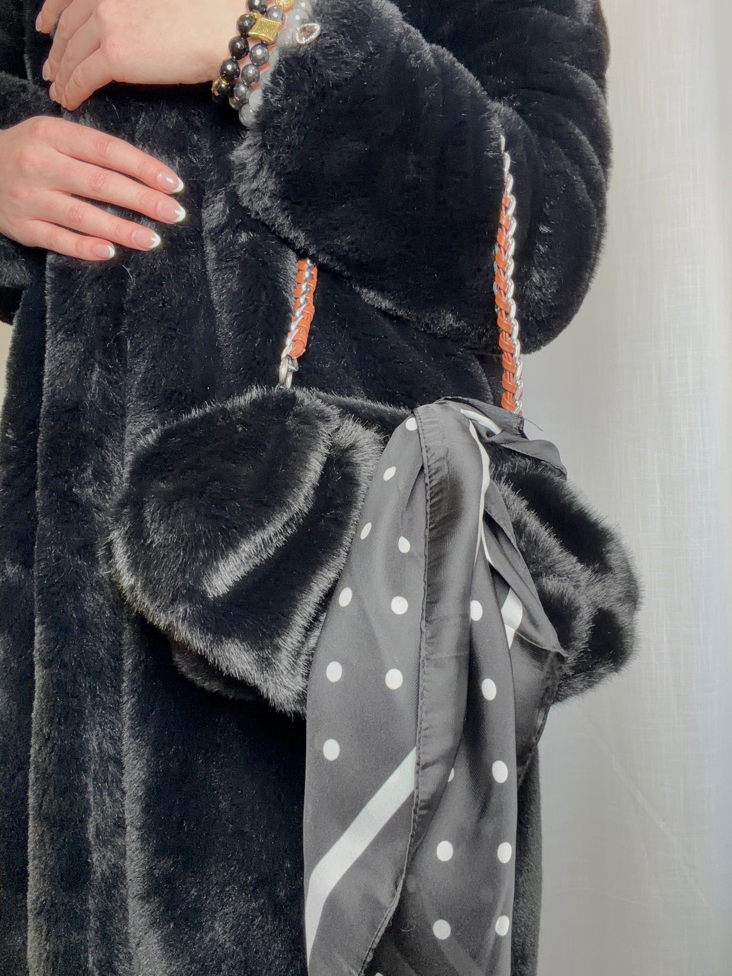 La Nuvola Black Faux Mink Bag