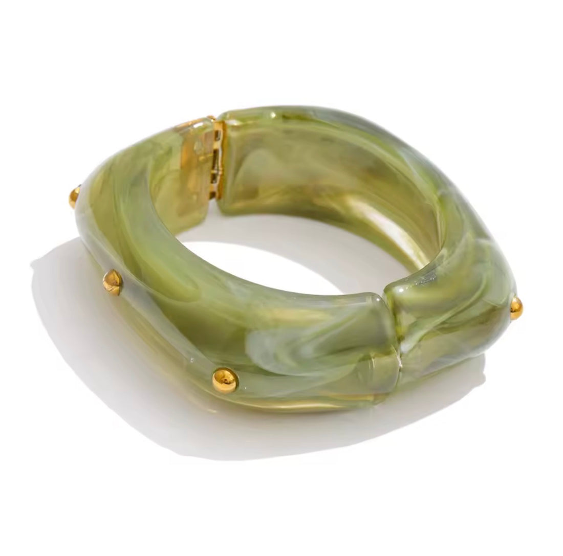 Lucia Green Acrylic Hinged Bangle