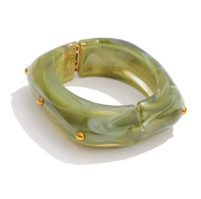 Lucia Green Acrylic Hinged Bangle