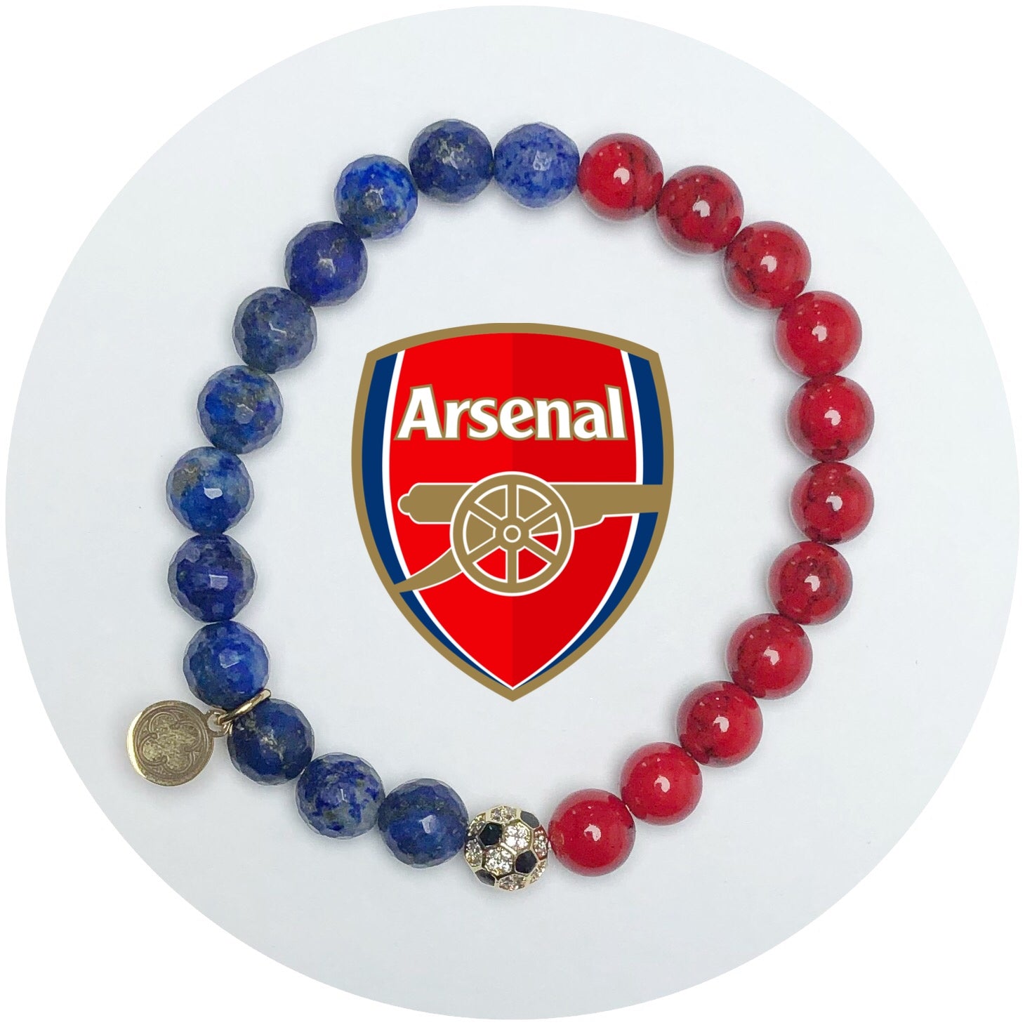 Arsenal Mens Red Howlite and Lapis with Pavé Soccer Ball