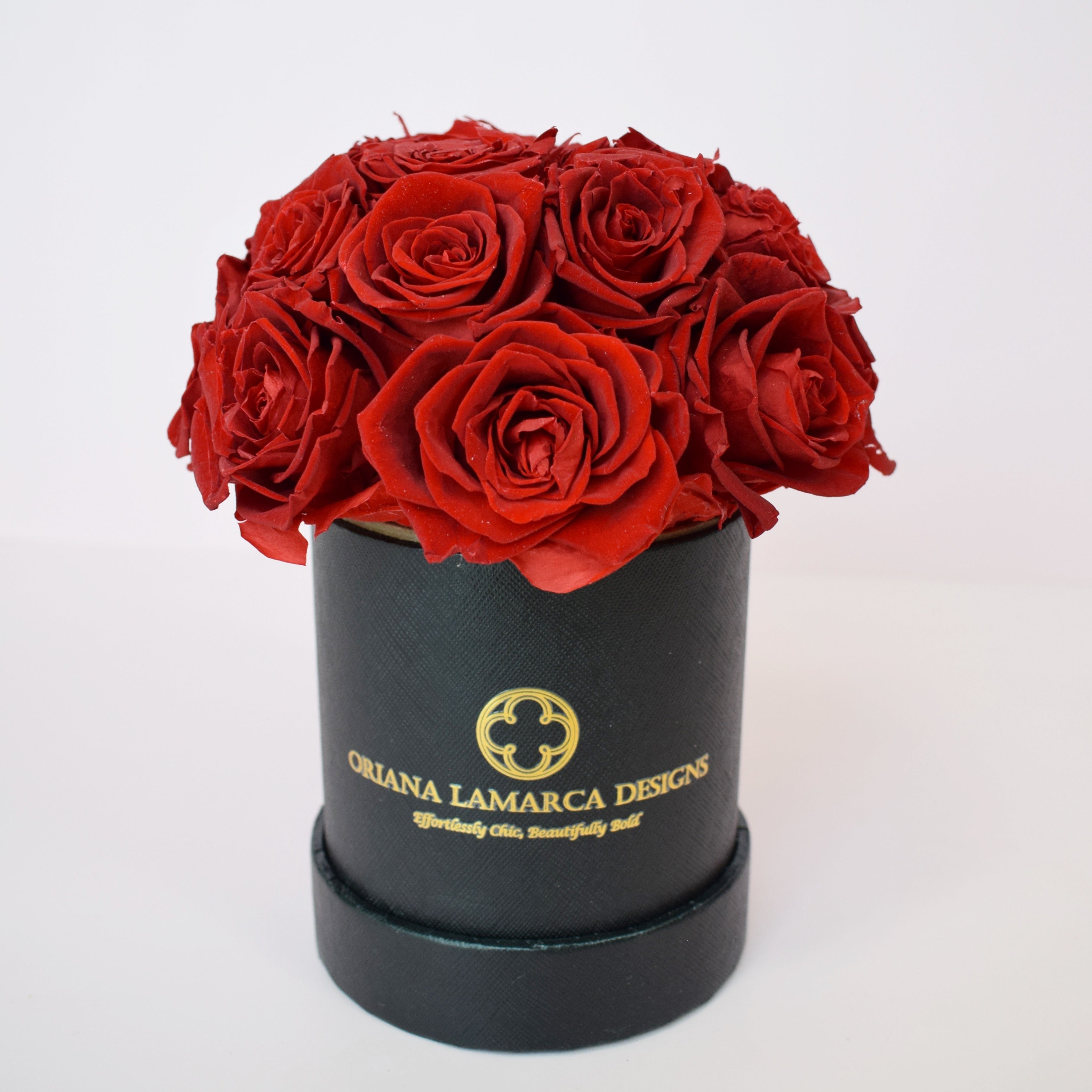 Luxe Red Dome Roses in Black Keepsake Box
