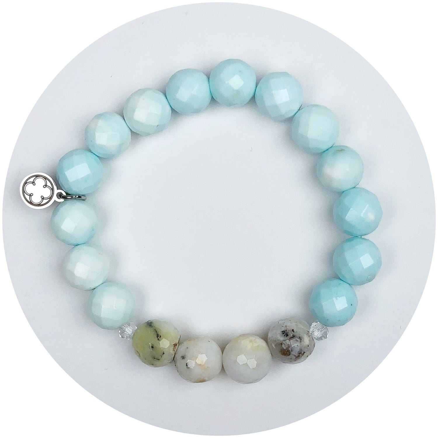 Seafoam Teal and Opalescent Jade with Clear Crystal Spacer