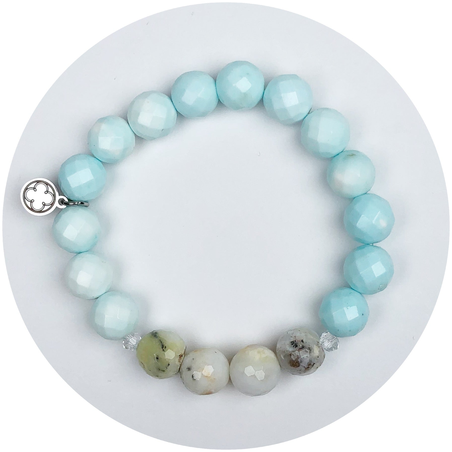 Seafoam Teal and Opalescent Jade with Clear Crystal Spacer
