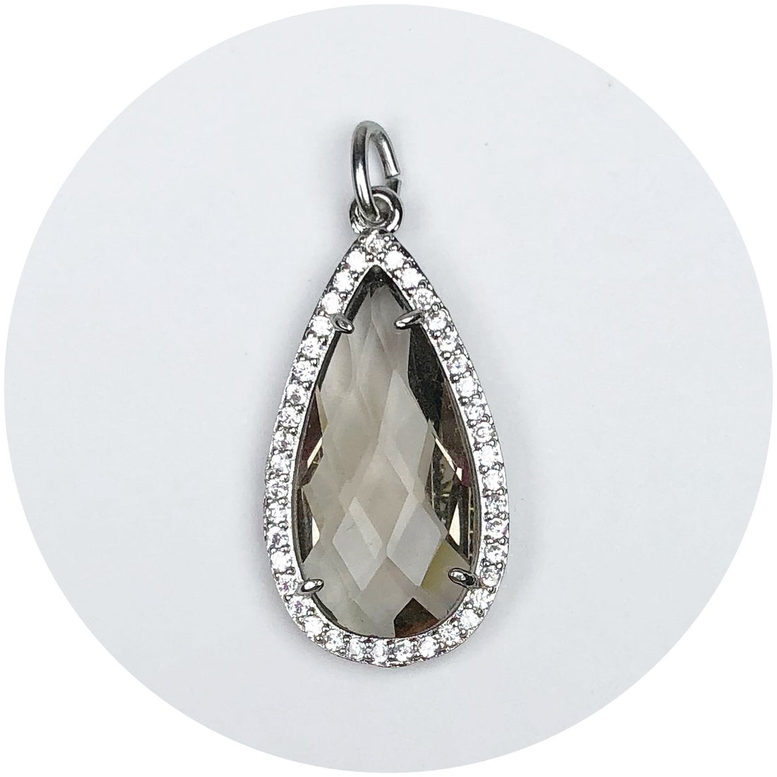 Pavé Grey Crystal Point Pendant