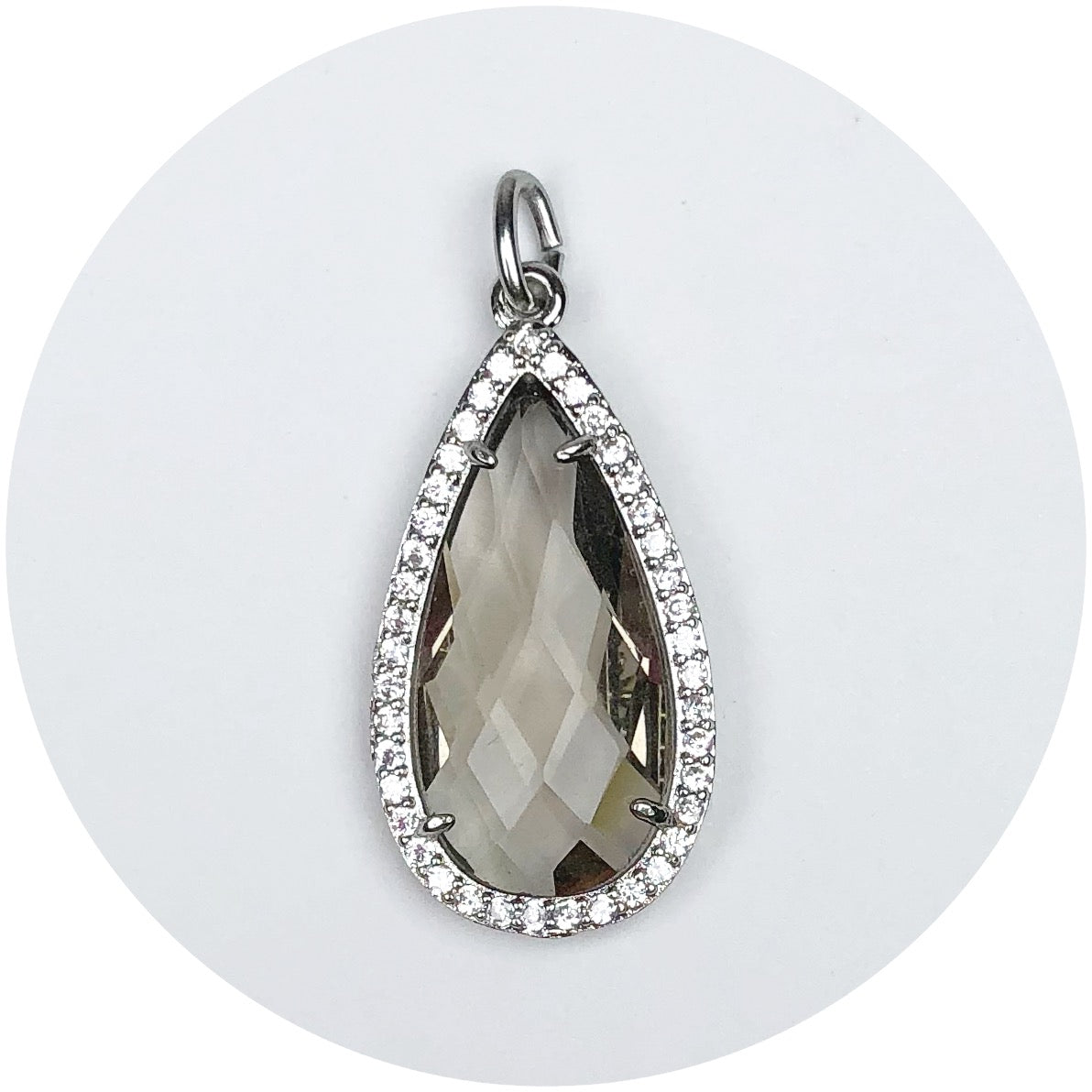 Pavé Grey Crystal Point Pendant