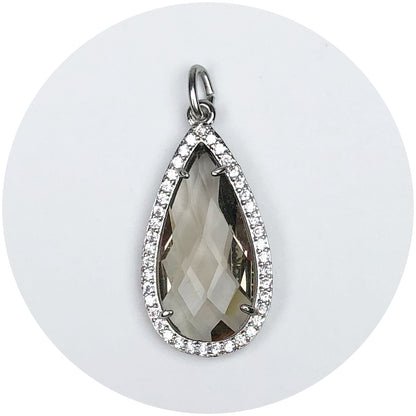 Pavé Grey Crystal Point Pendant