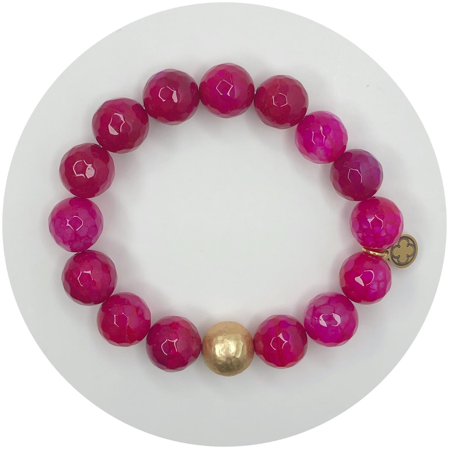 Magenta Jade with Hammered Gold Accent