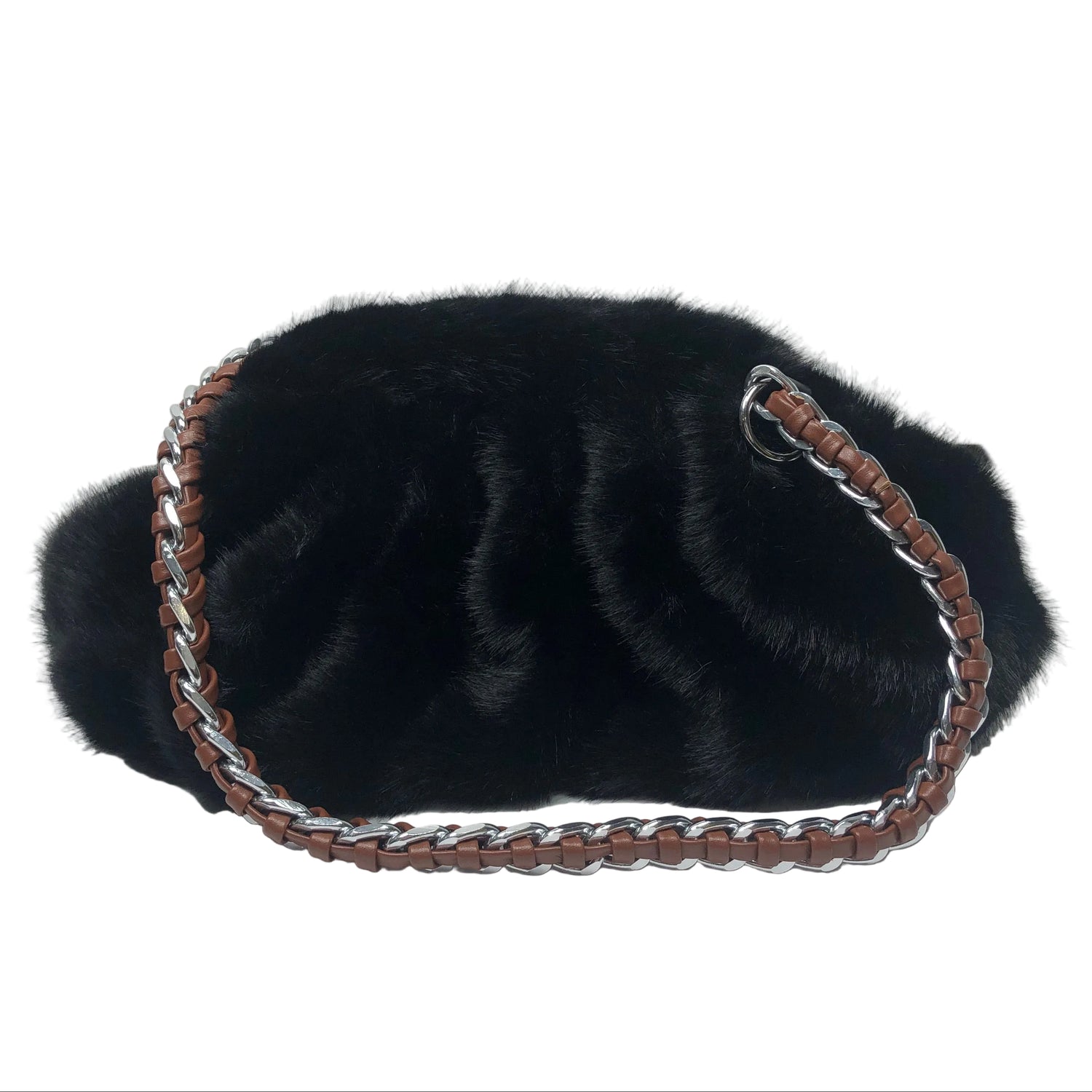 La Nuvola Black Faux Mink Bag