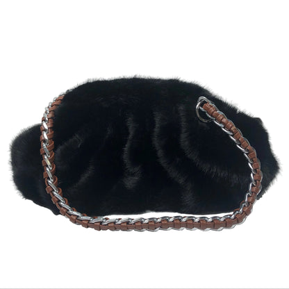 La Nuvola Black Faux Mink Bag