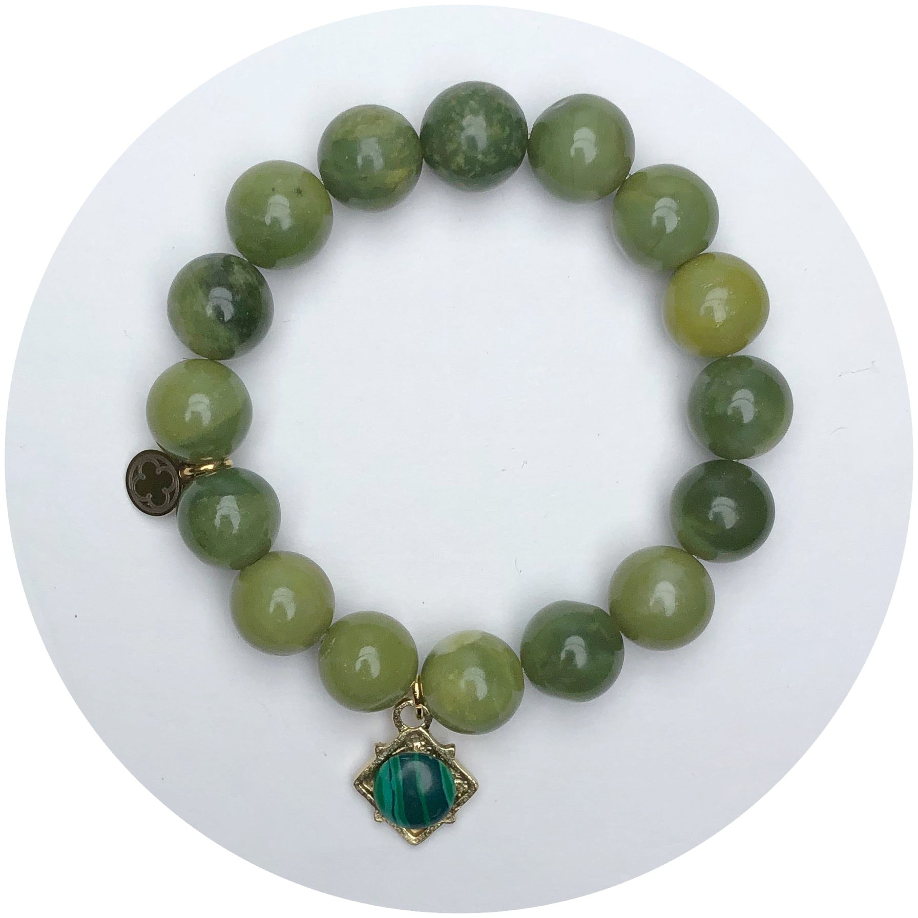 Green Lotus Jade with Malachite Pendant