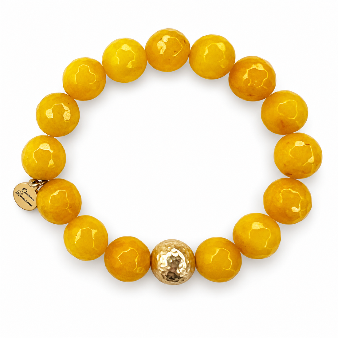 Amber Jade with Hammered Gold Accent - Oriana LaMarca Designs