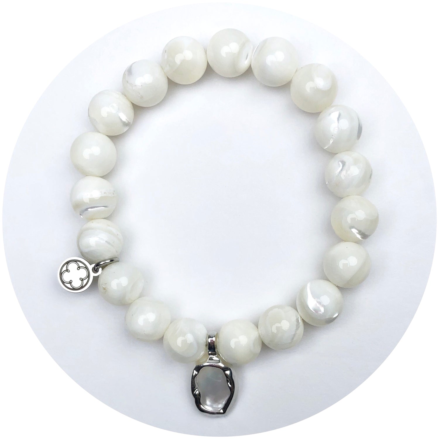 Mother of Pearl with Molten Mother of Pearl Silver Pendant