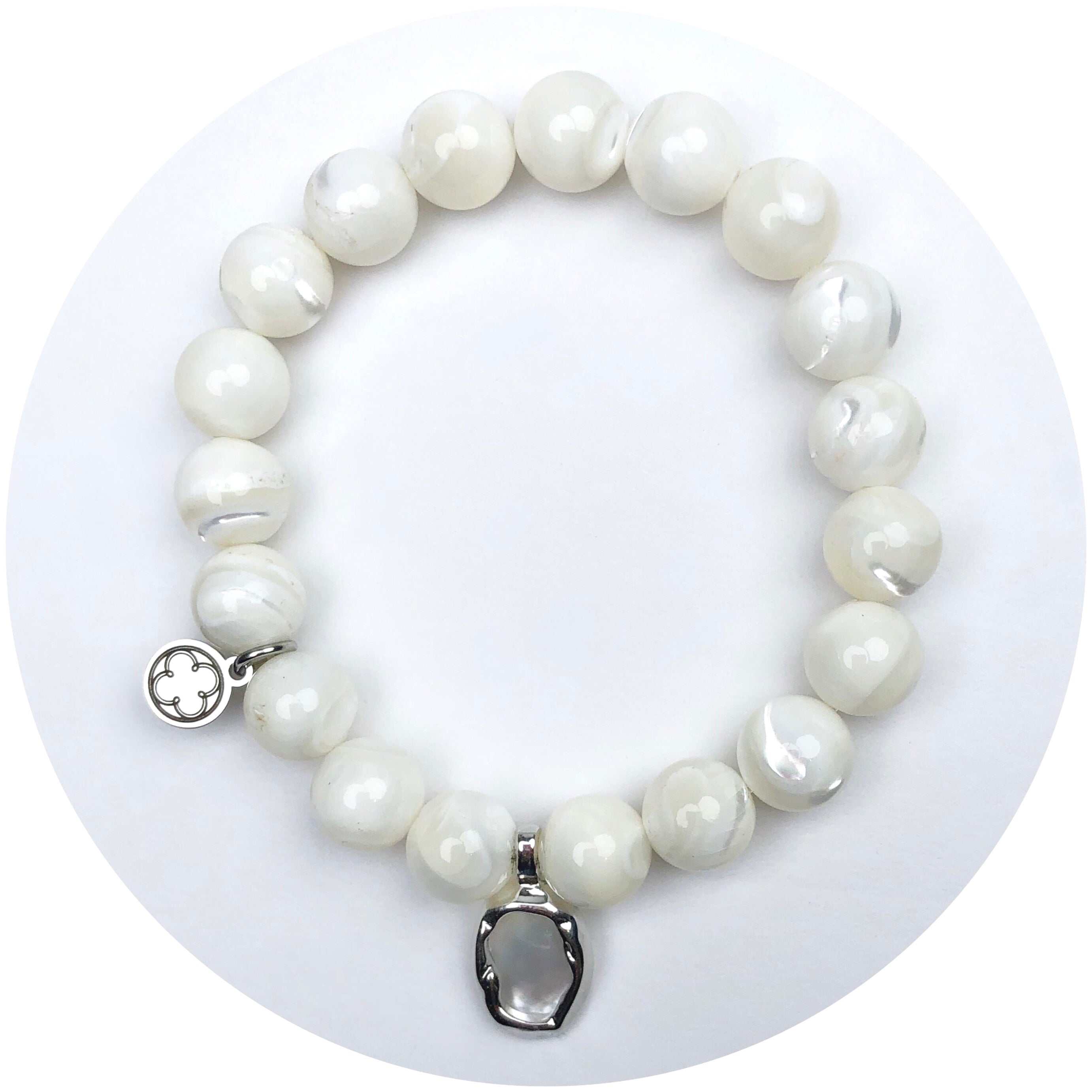 Mother of Pearl with Molten Mother of Pearl Silver Pendant